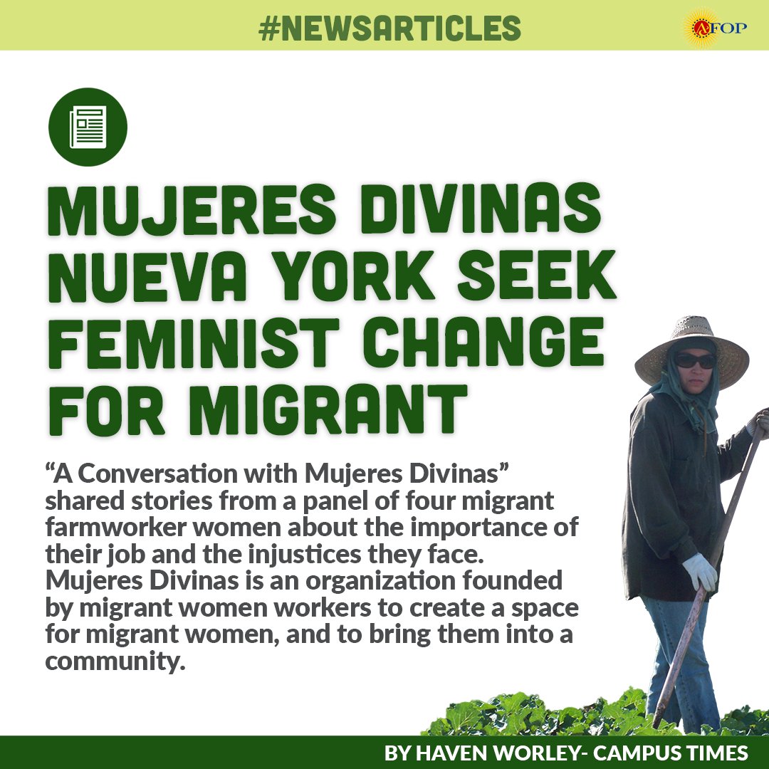 AFOPHealth's tweet photo. 📰The women went on to discuss the many injustices that farmworker women face, including the pressures of the food industry.

Read more:📌
https://t.co/KvuYa4D35Y

#farmworkers #afophealth #farmworkersrights #farmwork https://t.co/fMzwH2OKpq