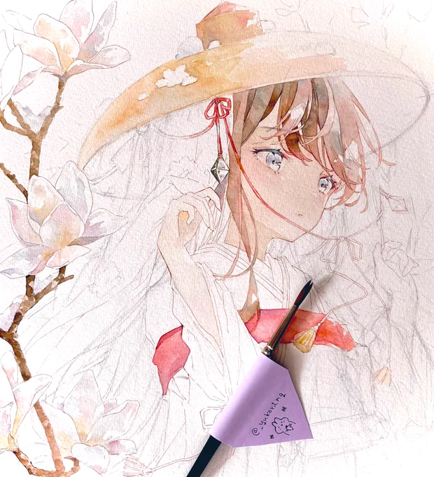 大きめの絵を描いています*wip
#watercolour #illustration 