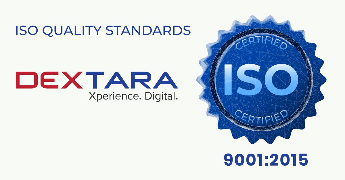 Dextara_Digital's tweet photo. We have big news! 
We feel proud &amp; happy to state that #Dextara is now an #ISO 9001:2015 Certified company. This achievement echoes our teams' efforts to deliver high-quality projects. 
Read On: https://t.co/GXtmdCWD9w
Congratulations to all Dextarans on this achievement. https://t.co/KOBu1jcyVR