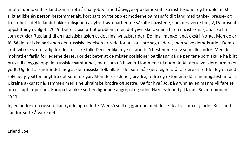 Til mine lesere og venner i Russland.