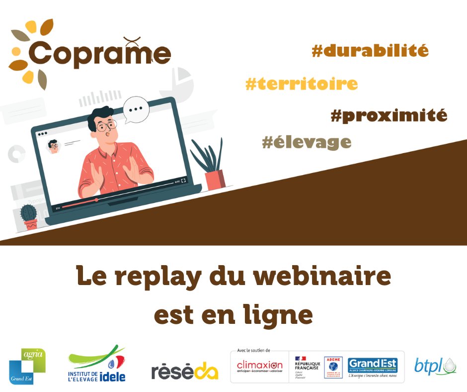 InstitutElevage's tweet image. Replay 🎥 | Webinaire #COPRAME 
👉 #coproduits ? Quoi de plus local ! 
↪ Les coproduits contribuent à améliorer la #durabilité des filières d’#élevage
📌 Découvrez les stratégies pour favoriser une valorisation locale des coproduits en @regiongrandEst
➡ cutt.ly/NAo4kP1