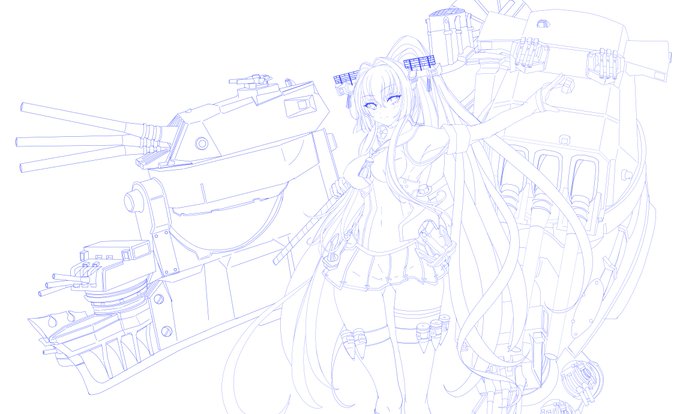 wip ずっと寝かしてた大和また描き直しするよ 