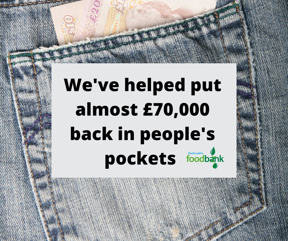 Delighted to report that our Advice Works team at the foodbank have put almost £70,000 back into people's pockets since January this year. #financialinclusion #debt #benefits