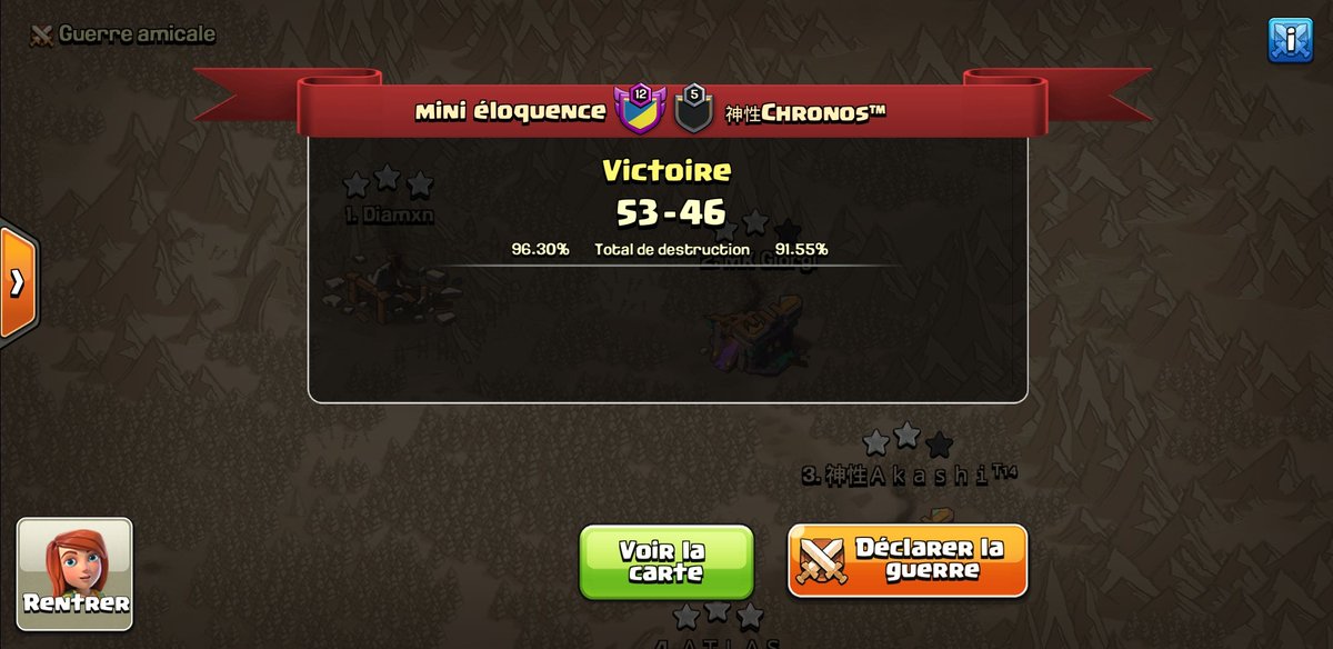 Premier match de <a href="/3Fcoc/">French Family</a> inferno et première victoire (BD:6/4/6/4)🔥

Bonne reprise en format long , encore quelques points a améliorer 

Gg <a href="/Chronos__Es/">Chronos</a> beau match,la revanche lundi en format court🤞 

Bilan 1W/0L