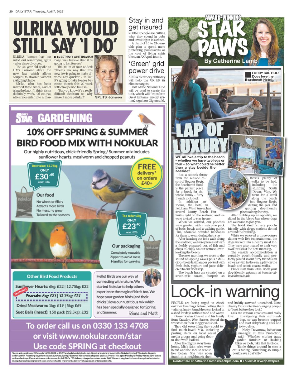 Read all about our stay in a luxury beach hut, in today's column.

Plus, a reminder to check your shed before you lock it to help keep cats safe.

Only in today's <a href="/dailystar/">Daily Star</a> 🗞