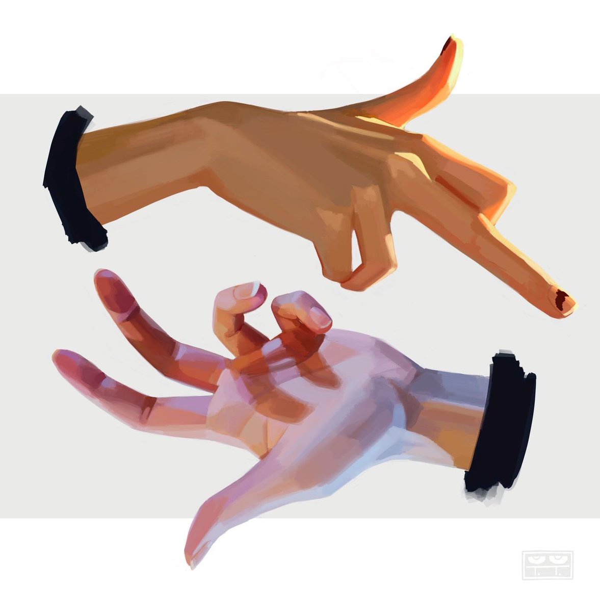theresetegner's tweet image. Lil hand study of two bros. ✨ #handstudy #painting #hands #digitalart #art #artist #conceptart