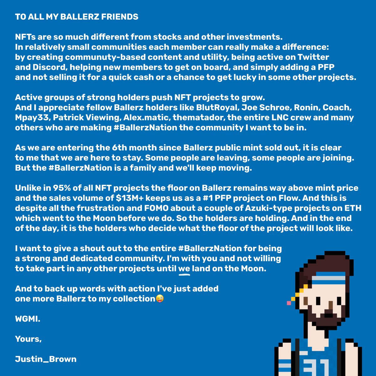 justin_brown_TS's tweet photo. My message to the #BallerzNation
@BALLERZ_NFT @U_B_L https://t.co/2bgUy5VQ3l