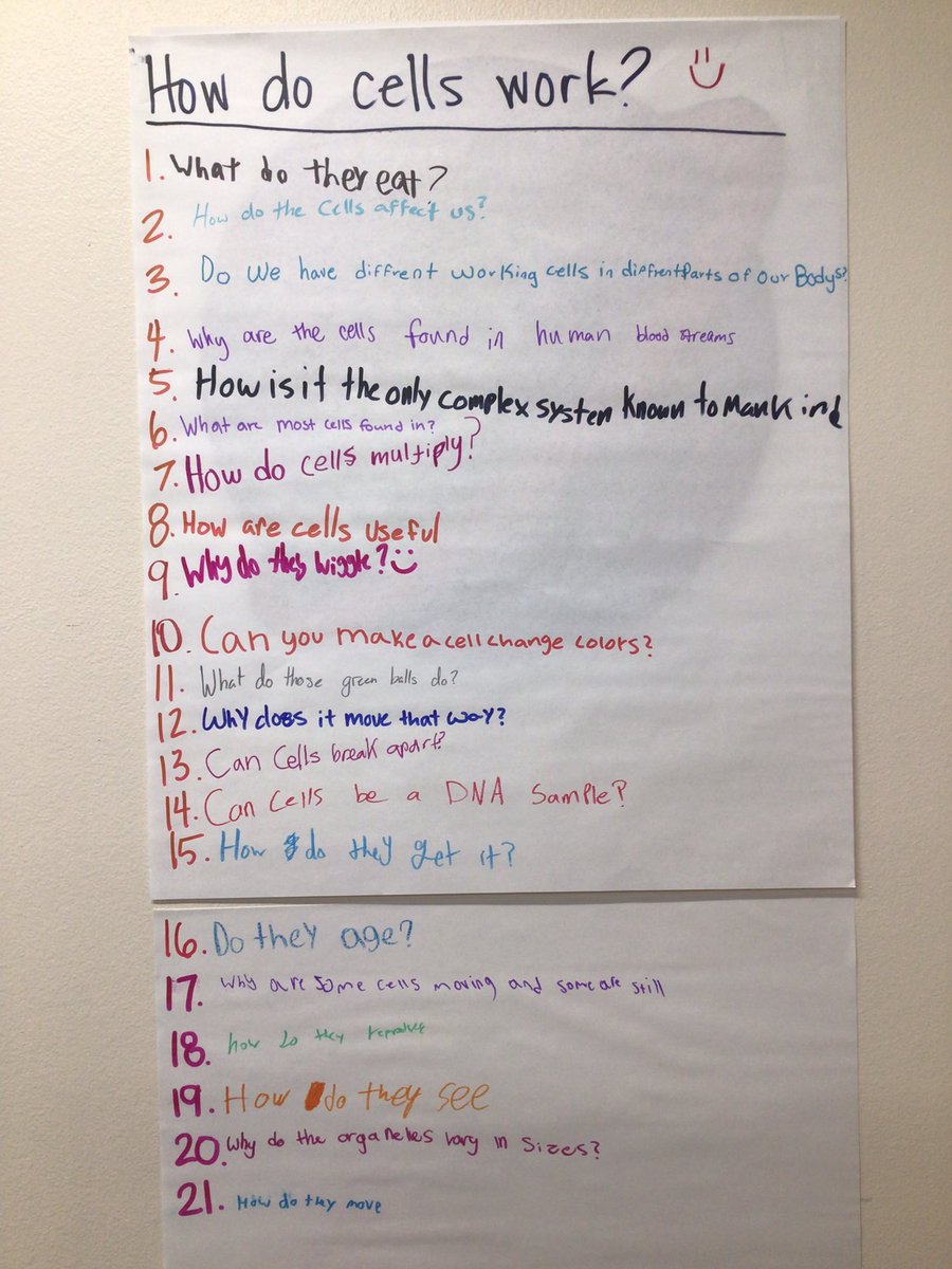 MrsCastillo_1's tweet photo. ๐ at these questions! What do you wonder about cells?
Our first attempt at the #QFT method by @RightQuestion introduced to me by @mcnairan3. Canโt wait to see this progress!
#studentdrivenlearning
#inquirybasedlearning
#curiosity
#essentialquestions
#drivingquestions https://t.co/qVE5mzZDYq