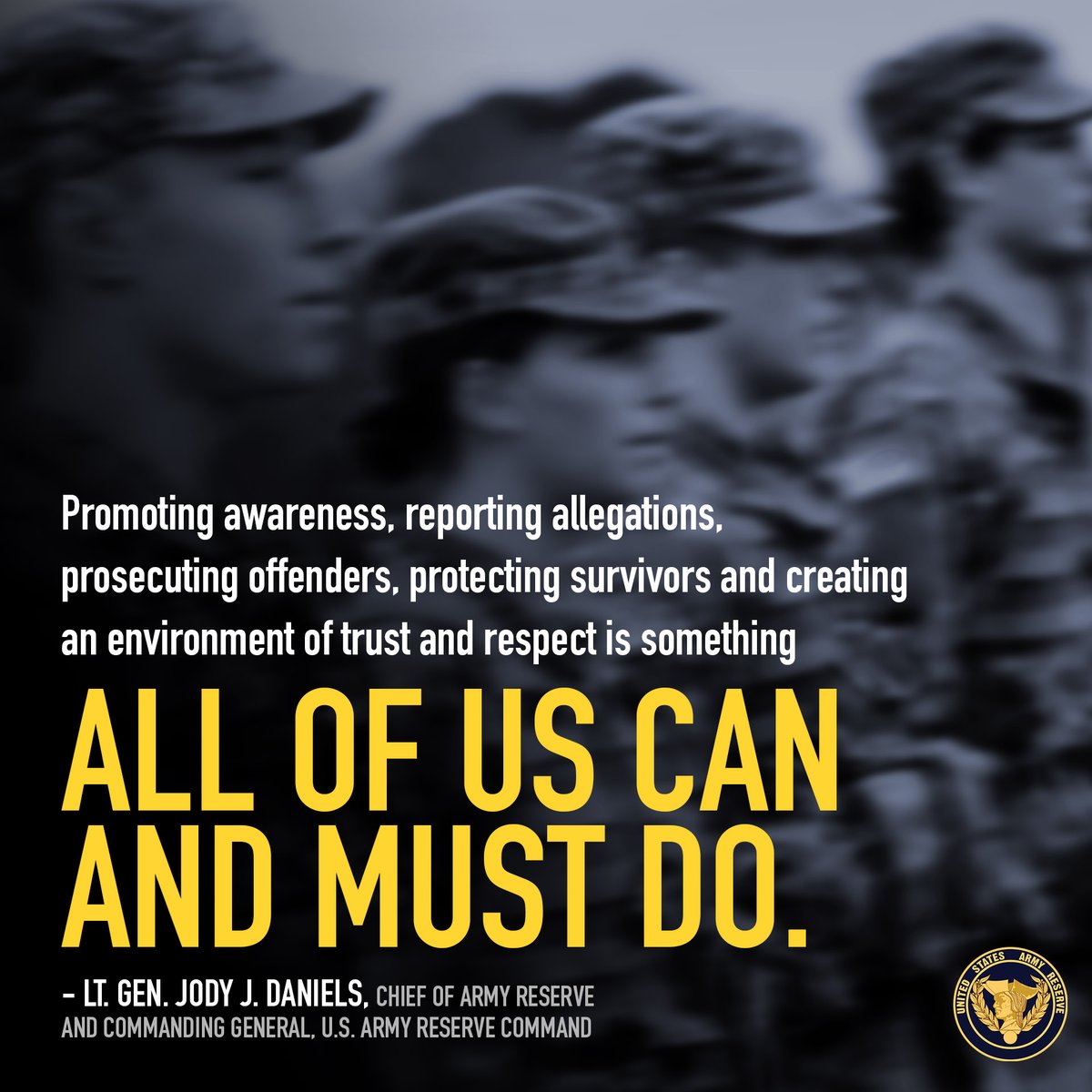 USArmyReserve's tweet photo. It's time we all start taking ownership of the #SHARP program.
Only by owning this issue as our problem will we be able to stand together & say NOT IN OUR ARMY.
Learn more: https://t.co/v8YGeiCOfT
#sexualassaultawarenessmonth #notinourarmy https://t.co/mARmXuHGIZ