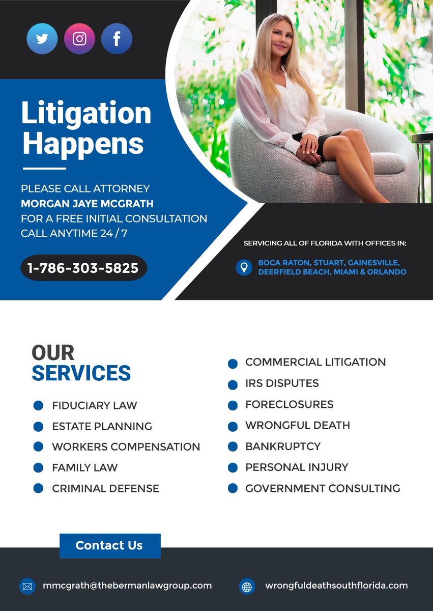 AttorneyMorganJ's tweet photo. Call me for a free consultation today! 
📲 (786) 303-5825
#southfloridaattorney #carcrashlawyer #personalinjurylawyer #thebermanlawgroup #thebermanteam #floridalegaltrends https://t.co/rfl56toeEH