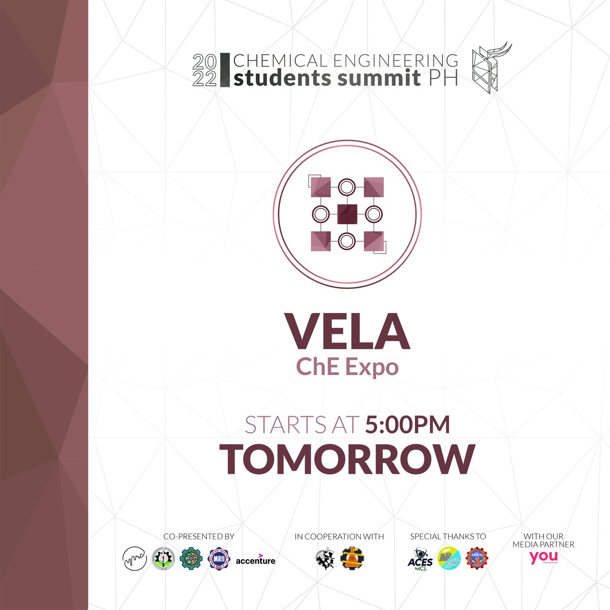 ChESSPH's tweet photo. Get ready because tomorrow is Day 3 of ChESSPH 2022 and VELA: The Chemical Engineering Exhibit is coming next! ✨

Visit our booths and dive into the various Chemical Engineering concepts presented throughout the ChE Expo. See you there! 

#ChESSPH2022 
#ChESSPH
#ChESSPHVela https://t.co/fkoKFHKEIS