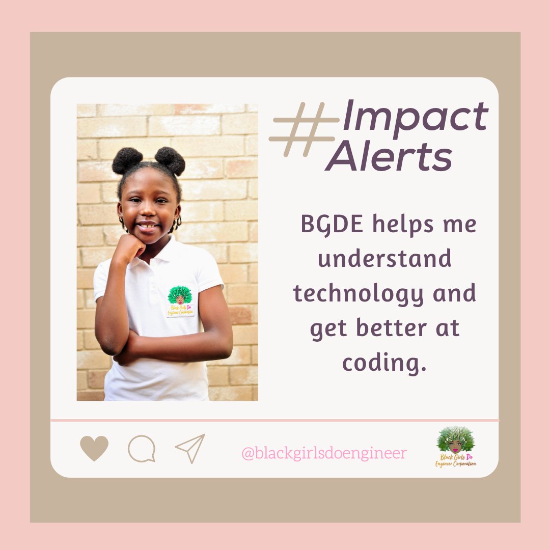 BGDECorp's tweet photo. #ImpactAlerts
Black Girls Do Engineer is helping shape the next generation of Black women in the STEM field! Check out our website to learn more about our mission and how you can support.
-
-
-
#BGDE #BlackGirlsDoEngineer #BlackinSTEM #BlackGirlsCode https://t.co/JxrBJOEkuD