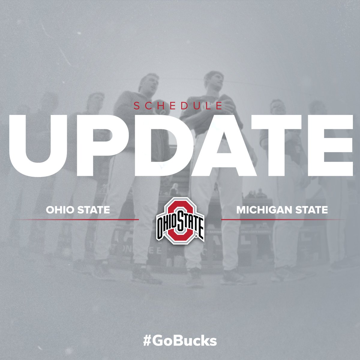 OhioStateBASE's tweet photo. Weekend series vs. @MSUBaseball has shifted back a day due to expected weather.
Game 1: Saturday at 3:05 pm
Game 2: Sunday at 1:05 pm
Game 3: Monday at 3:05 pm
#GoBucks https://t.co/fp9UcNn0HO