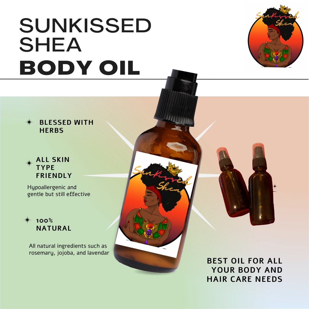 sunkissedcrowns's tweet photo. Sunkissed Shea Body Oil is enriched with naturally blessed herbs.  Come pick up your Sunkissed Shea body oil at 719 Phillips. https://t.co/IwSgtqyD2g