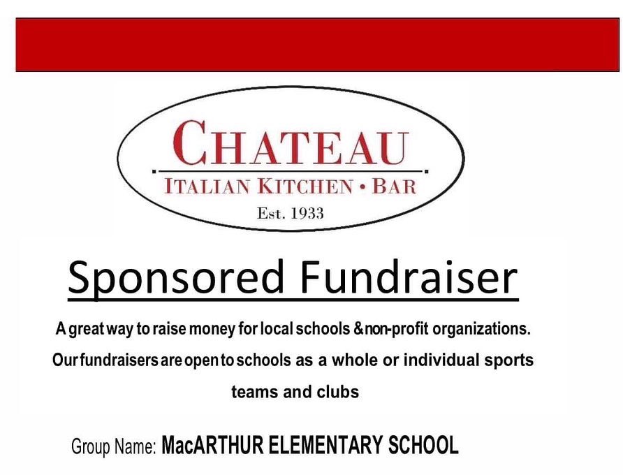 What’s for dinner tonight? Head over to Chateau for dine-in or take out! 20% of your order will go to MacArthur for Restaurant Night! What will you order?🍝🥗