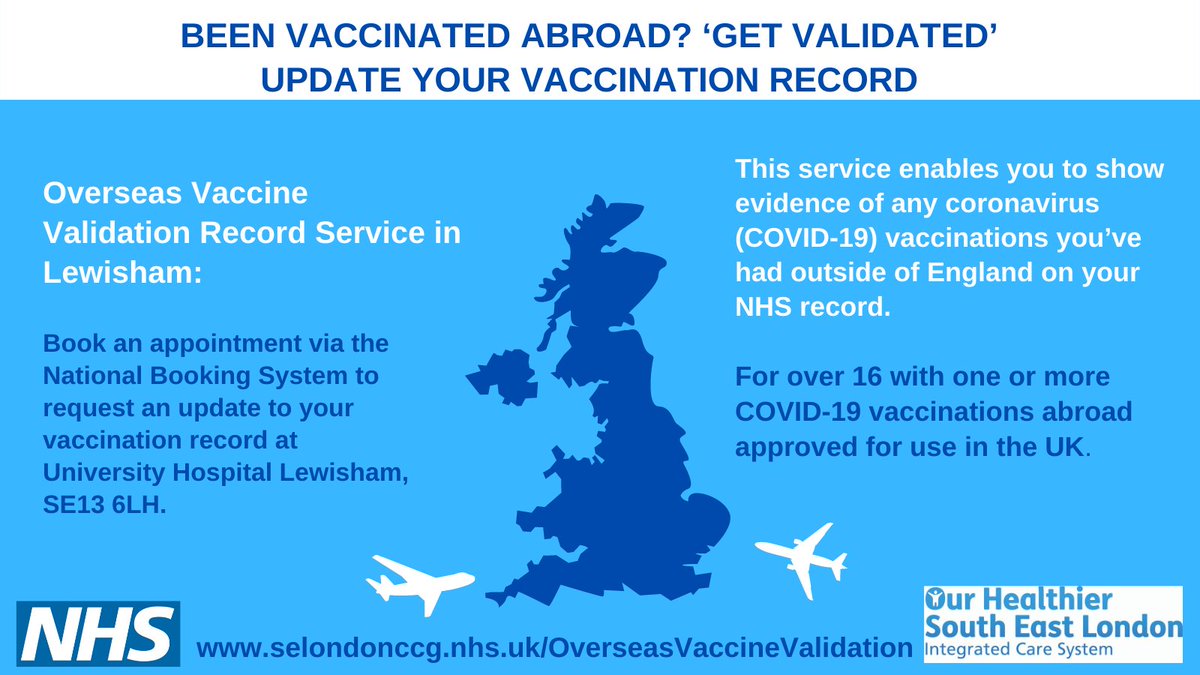 Had your #COVID19 vaccination abroad ?

You can now book an appointment to get your vaccination records updated for use in the UK ✅

For more information 👉 ow.ly/tn5l50IeOlR
