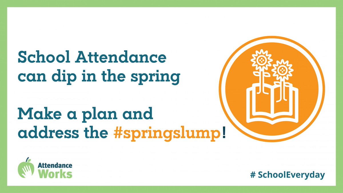 schoolnurses's tweet photo. During the typical #SpringSlump attendance drops. Covid-19 has exacerbated existing student barriers to attendance while also introducing new ones. Active attention to these barriers can help us improve attendance: https://t.co/8zZeQ7ySOI #SchoolEveryDay #schoolnurses #schools https://t.co/7ILGWmv2IB