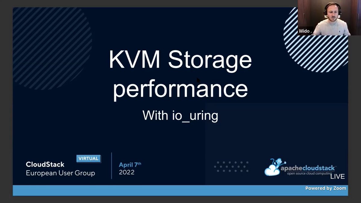 CloudStack's tweet photo. Join @widodh from CLouDINfra, who will be showing the difference in performance io_uring brings to the table, since it has been introduced in Apache #CloudStack since the 4.16 release. #CloudStack #CSEUGvirtual https://t.co/qeeV4OOEWF