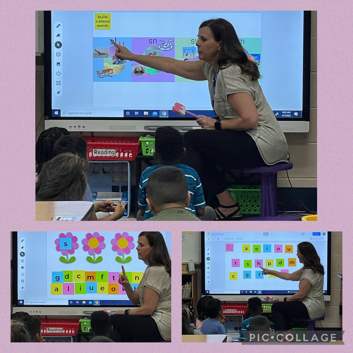 Mrs. Daniel makes every moment count! These <a href="/AYCOCKSCHOOL/">Aycock Elem School</a> kinder-leaders began their day by reviewing letters, sounds, and blends that they have worked on this week.