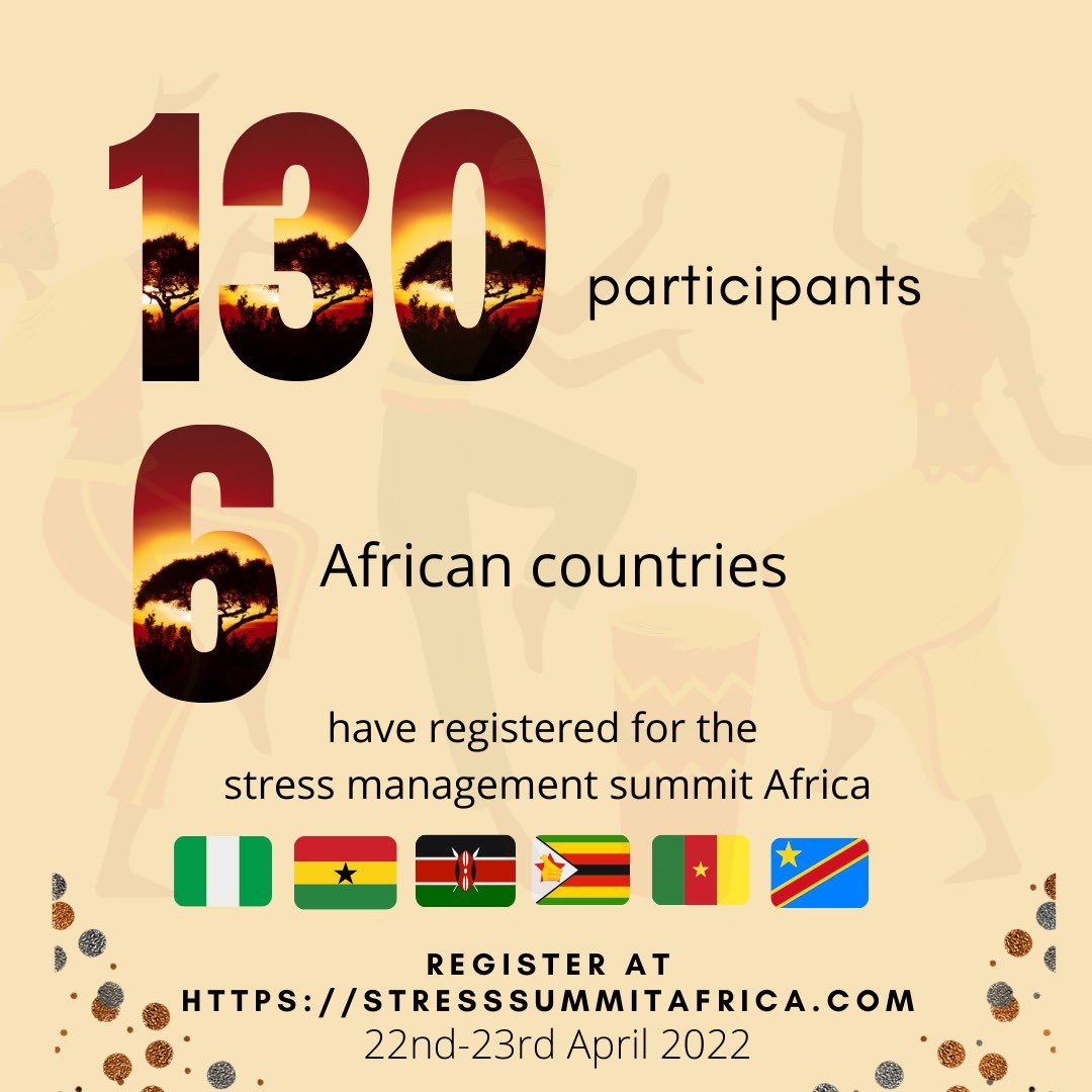 If your country is represented, wave your flag in the comments🙌🙌.

To participate in the free summit, register with this link: stresssummitafrica.com

#nigeria #zimbabwe #congo #kenya #ghana #cameroon #wecope2022 #stresssummitafrica2022