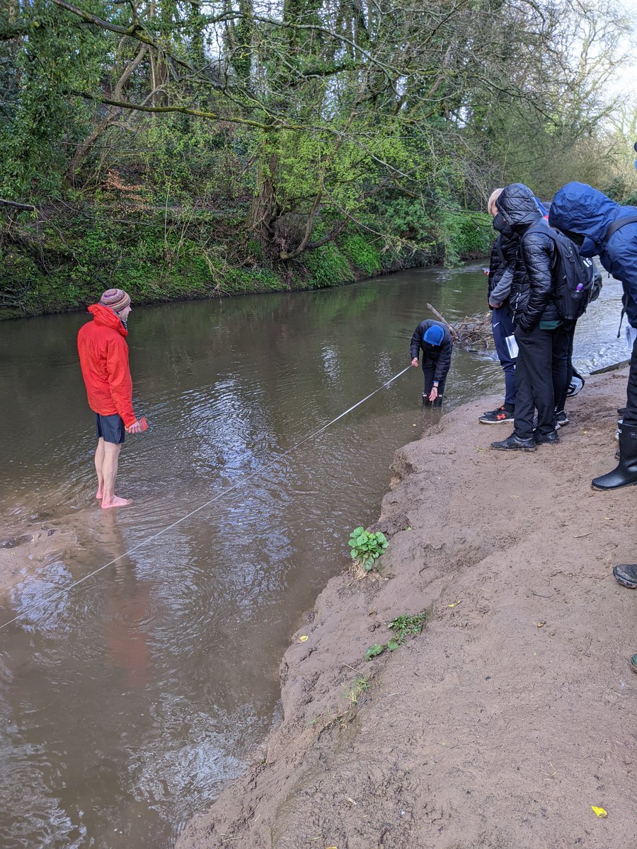 A bit wet and slippy underfoot but Year 11 had a great time practising some primary data collection techniques along the river Bollin