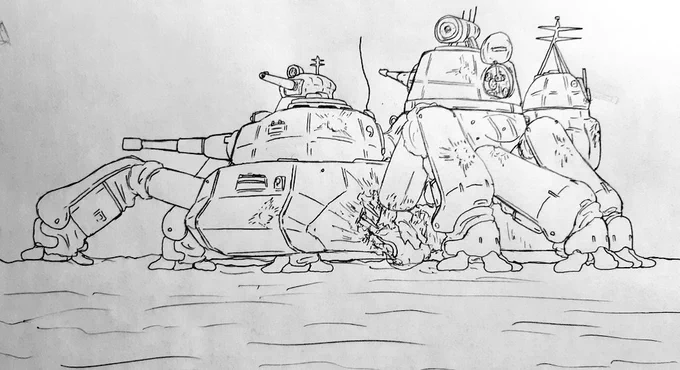 生体機関多砲塔歩行戦車の全体図 