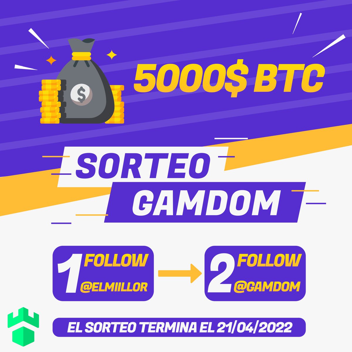 ElmilloR (@elmiillor) on Twitter photo Sorteo de 5000$ en BTC con la gente de <a href="/gamdom/">Gamdom.com</a>
LIKE, RT y FOLLOW a <a href="/Elmiillor/">ElmilloR</a> y <a href="/gamdom/">Gamdom.com</a> para participar
En dos semanas doy el ganador en stream 🤑 Sorteo de 5000$ en BTC con la gente de <a href="/gamdom/">Gamdom.com</a>
LIKE, RT y FOLLOW a <a href="/Elmiillor/">ElmilloR</a> y <a href="/gamdom/">Gamdom.com</a> para participar
En dos semanas doy el ganador en stream 🤑