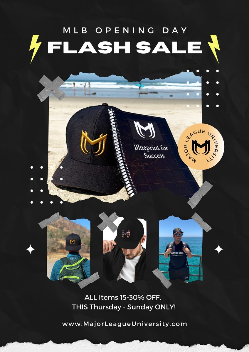 **Opening Day Sale**

Attention everyone! In honor of <a href="/MLB/">MLB</a> opening day we are having a sale! 15-30% OFF OUR MERCH!! Today through Sunday only so make sure to take advantage while you can! Click the link below!

majorleagueuniversity.com/merchandise/