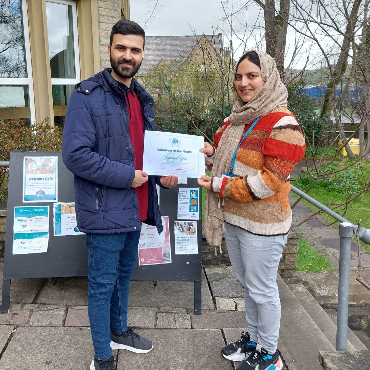infostaugs's tweet photo. Congratulations to Karmand, our Volunteer of the Month for March.

He is an excellent interpreter, always taking his time to ensure everyone is understood correctly and represented faithfully. He is a go-to person for so many of our centre members - lucky to have him! https://t.co/JhtOMlD8bH
