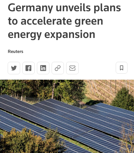 elencomelli's tweet photo. Germany is stepping up. 
100% renewable electricity by 2035;
80% of renewable electricity by 2030;
ban of sales of petrol/diesel powered cars by 2035. 
https://t.co/nSdLgWWgQ5 https://t.co/CtkY8tuBMC