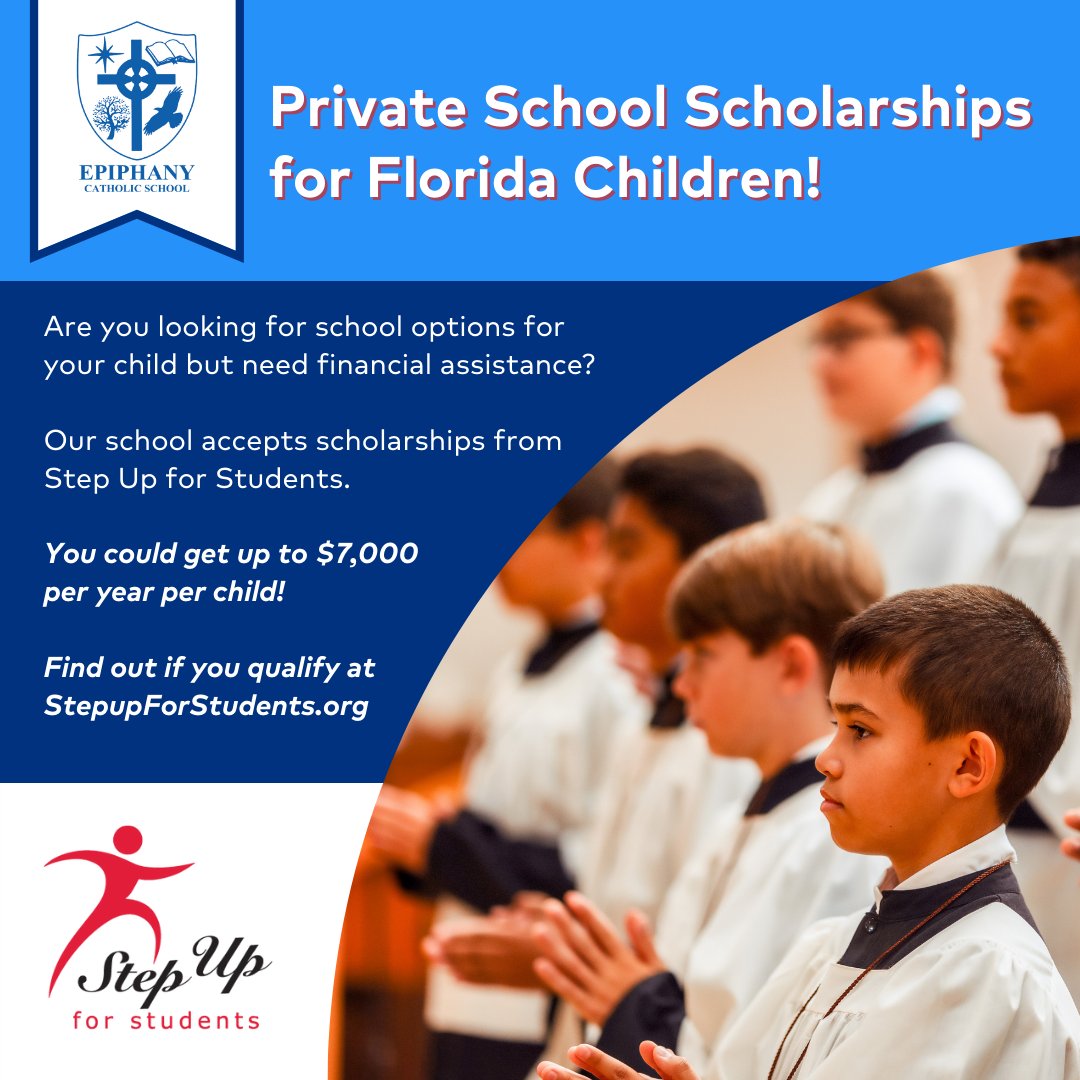 epiphanyeagles's tweet photo. Did you know that you could send your child to Epiphany Catholic School on a full scholarship? Our school accepts scholarships from Step Up for Students! 
 
Visit this website for more details about applying: https://t.co/mq48xL61Nf https://t.co/FAdsxF3h9y