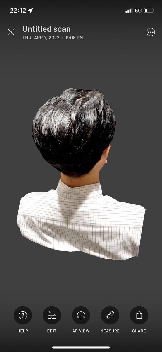 nakabajasi's tweet photo. I had my hair digitized.
#Scaniverse #lidarscan #haircut https://t.co/aGIB74X3wJ