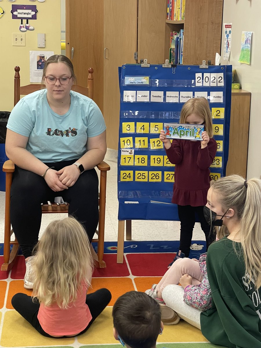NCHSPreschool's tweet photo. Thanks for doing calendar with us Ms Annie and her assistant #undertheseaweek @NCHSRedhawksCTE @NCHSOFFICIAL @Naperville203 https://t.co/qPE42SJZkR