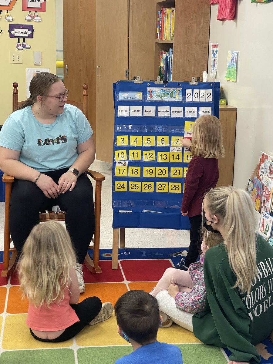 NCHSPreschool's tweet photo. Thanks for doing calendar with us Ms Annie and her assistant #undertheseaweek @NCHSRedhawksCTE @NCHSOFFICIAL @Naperville203 https://t.co/qPE42SJZkR