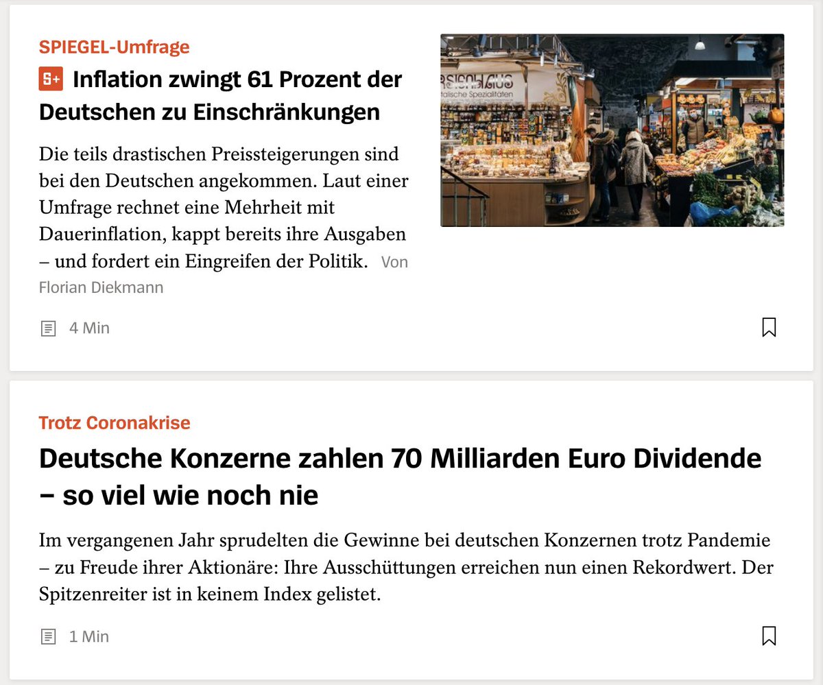 Vielleicht gibt es zwischen den #70Milliarden Dividende an die kapitalbesitzende Klasse und den 61% #Inflation'sbetroffenen einen Zusammenhang. /MS #TaxTheRich