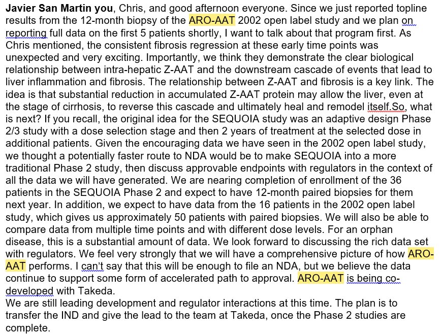 BikeRieder's tweet photo. $ARWR Major changes AROAAT? 
I think this was done last year. 
See Javier S. M. at CCQ2/21: https://t.co/OodQ9t12rv
