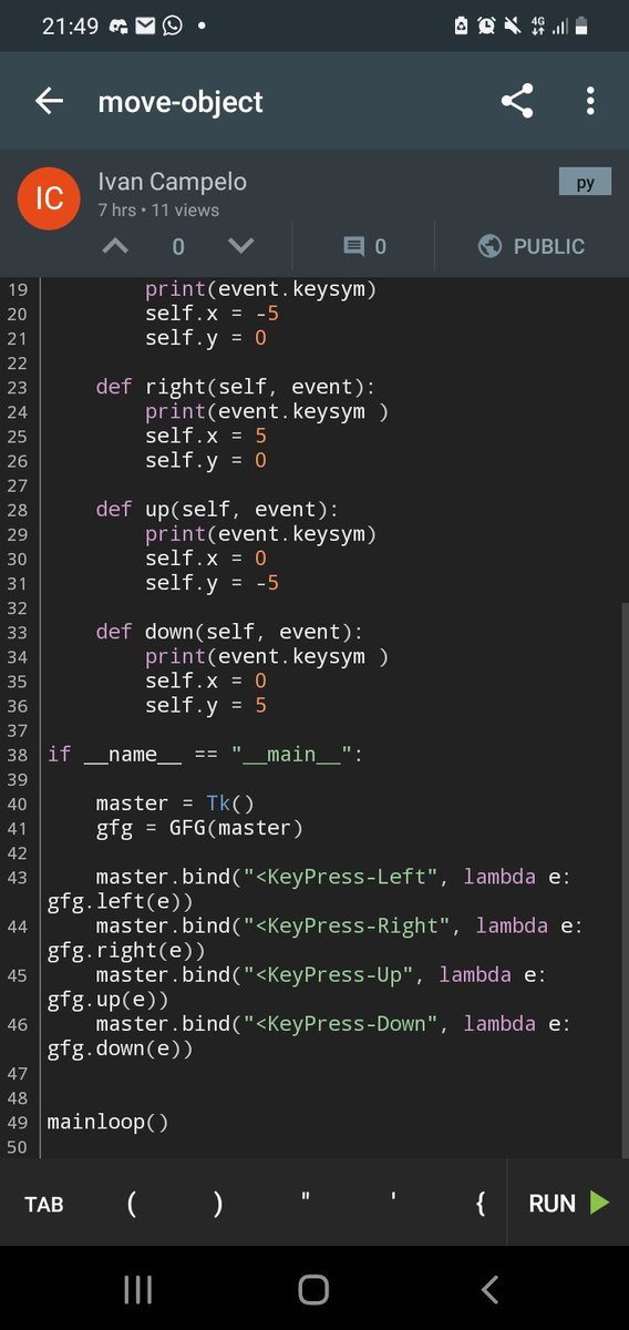 IvanCampelo23's tweet image. Sem tempo para ir para o PC então bora praticar no celular mesmo #python #pythonprogram #bolhadev #dev #programing #Tecnologia #tecnologic #tec
