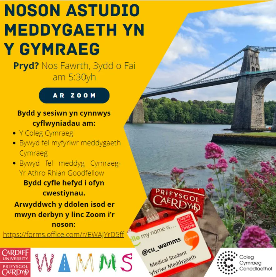 CU_WAMMS's tweet photo. Noson Astudio Meddygaeth yn y Gymraeg // Studying Medicine through Welsh Night 🏴🩺💉
Cysylltwch â ni am fwy o fanylion ar WAMMS@cardiff.ac.uk 📧 #cuwamms #wideningparticipation #Cardiffuni #cymraeg #WALES @FennRhian @colegcymraeg @CU_Outreach @CUmedicengage https://t.co/gXSk30Fq5J