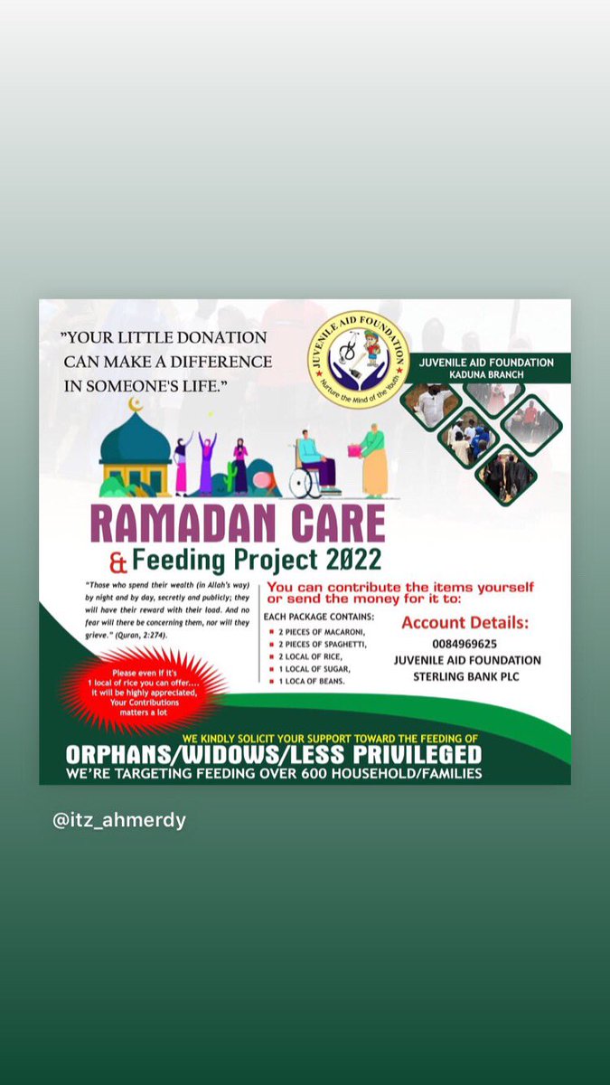 Itz_ahmerdy's tweet photo. Donate please 🙏🙏 Jazakallah Bi Jannah #charity #lesspriviledged #kaduna #Nigeria https://t.co/HZ9axvOw2X