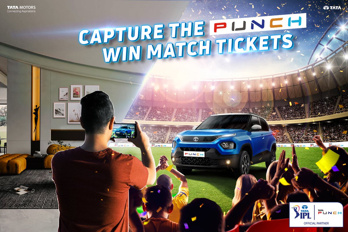 TataMotors_Cars's tweet photo. Contest Alert: #CaptureThePUNCH
Spot the SUV that #VibesWithYou in the stadium and get a chance to win FREE Match Tickets!
#TataPUNCH - Proud Official Partner of #TataIPL2022.
*T&C Apply: https://t.co/nMahIoPIAS
#TataMotorsPassengerVehicles #GameThatVibes #TataIPL2022 https://t.co/Oukt2G51Ah