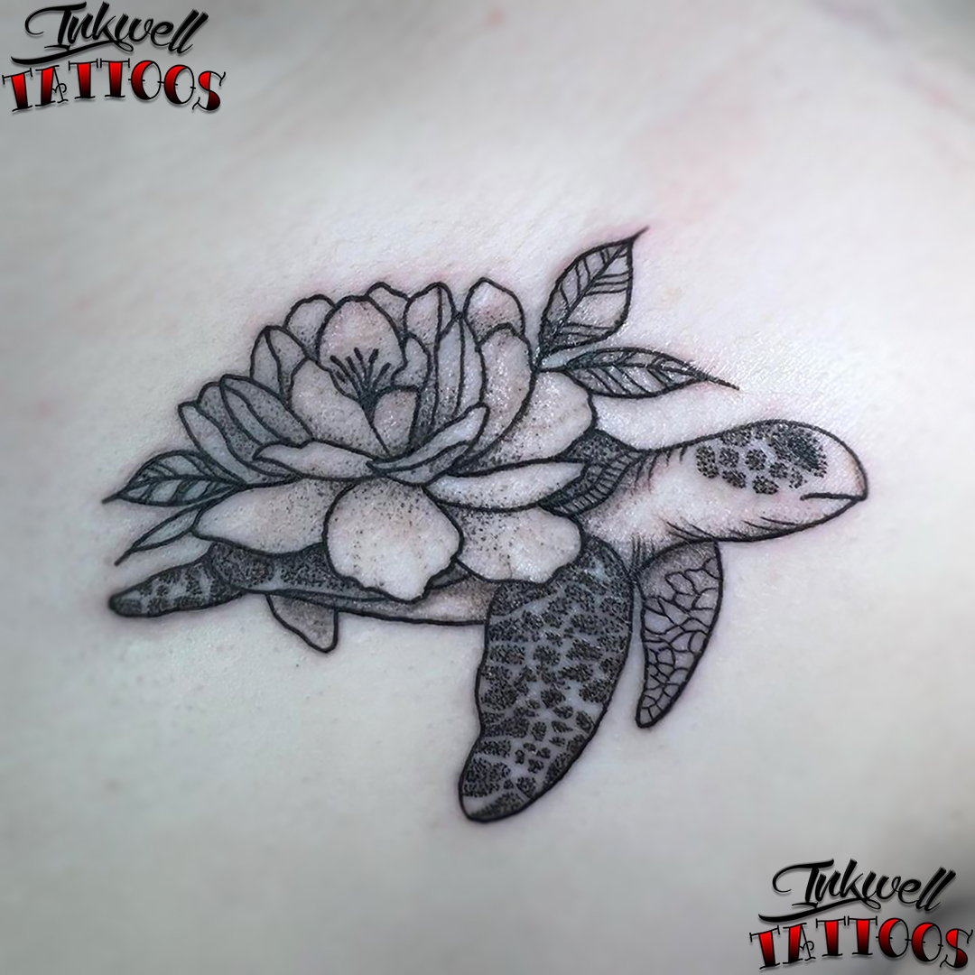 Tattoo of Flowers turtle Femininity tattoo  custom tattoo designs on  TattooTribescom