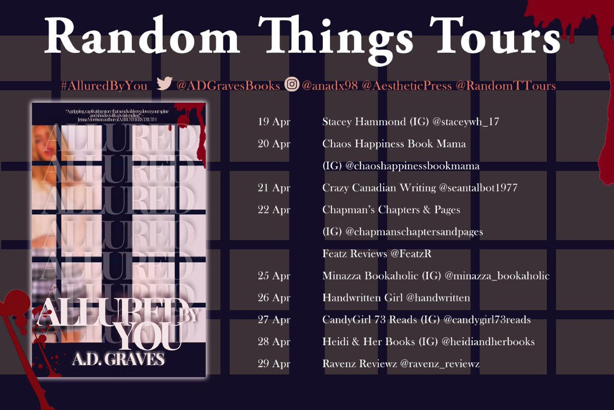 RandomTTours's tweet photo. Delighted to organise another #RandomThingsTours blog tour for @AestheticPress1 
#AlluredByYou by @ADGravesBooks begins 19 April 🧡

@heidiandherbook https://t.co/JMcLpoZ79R