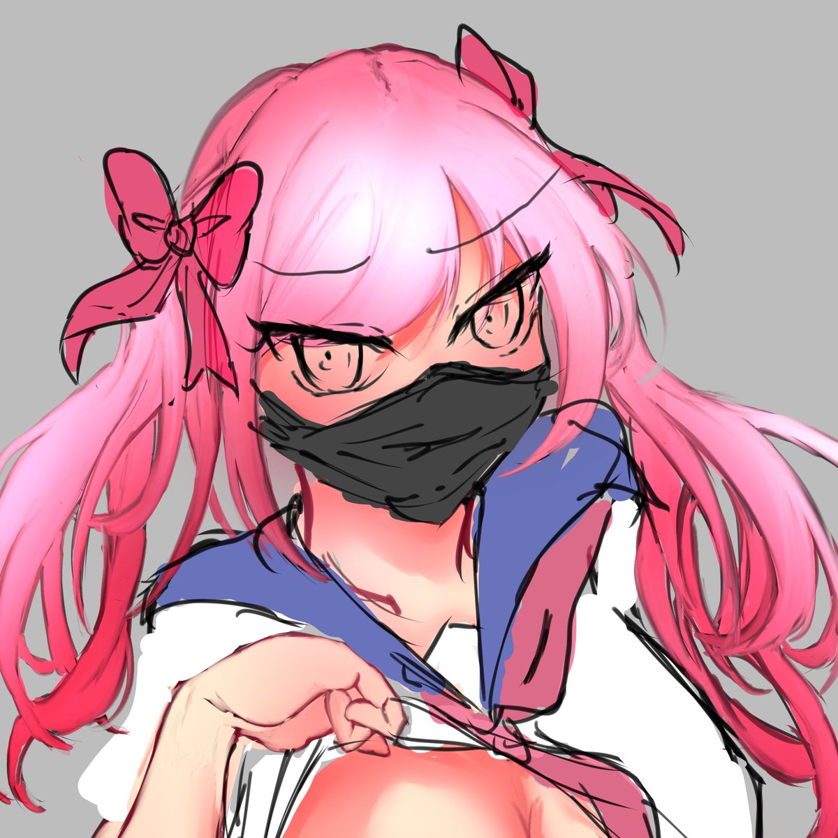 大鳳描くと言っていたが実際は延々とのどっちの髪を描いていた(pixiv用) 