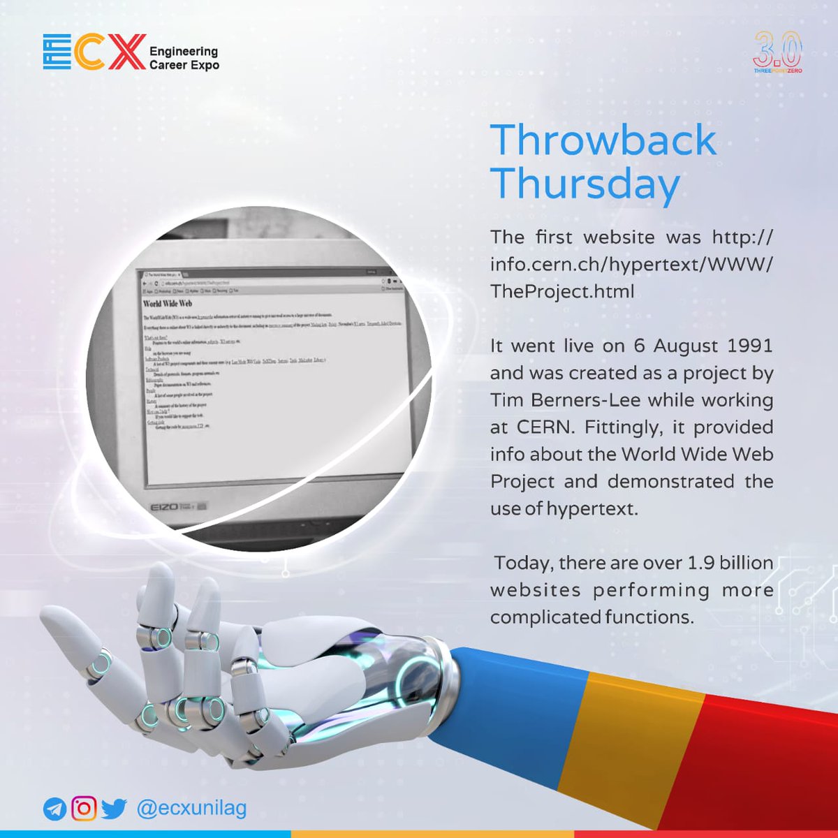 engcareerexpo's tweet photo. The Internet has come a long way. Take a look at its early days at: https://t.co/ivVlgImZmR
💙💛❤️
#ecxthrowbackthursday #ecx3 #ecxunilag https://t.co/jfrrZF2ZcJ