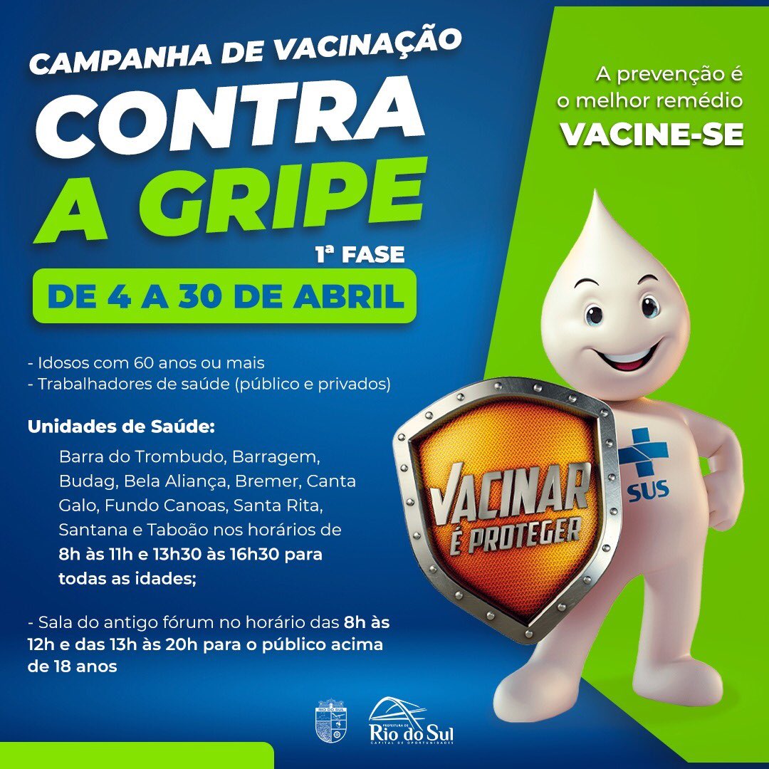 PrefRiodoSul's tweet photo. Vacine-se💉 contra o sarampo e a gripe Influenza. Não perca os prazos e procure a unidade mais perto de sua casa. 

Ah, leve seus documentos também. 😃

#saúde #riodosul #sc https://t.co/k2zft0eu9S