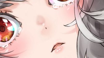 1girl solo close-up tears grey hair red eyes looking at viewer  illustration images