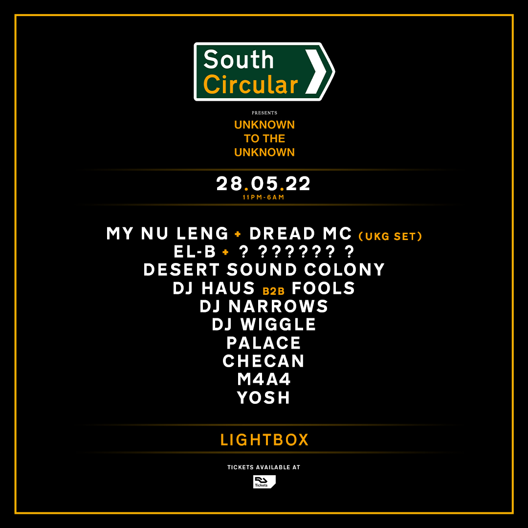 28.05.22 // @UTTUClub 
 
<a href="/MyNuLeng/">My Nu Leng</a> + <a href="/DreadMC/">Dread MC</a> (UKG Set)
<a href="/ELB_GHOST/">EL-B</a> + ? ?????? ?
Desert Sound Colony 
DJ Haus b2b Fools
<a href="/DJNarrows/">DJ Narrows</a> 
DJ Wiggle
Palace
@Checan_ 
M4A4
Yosh

Tickets: ra.co/events/1517108
Event: facebook.com/events/7398975…