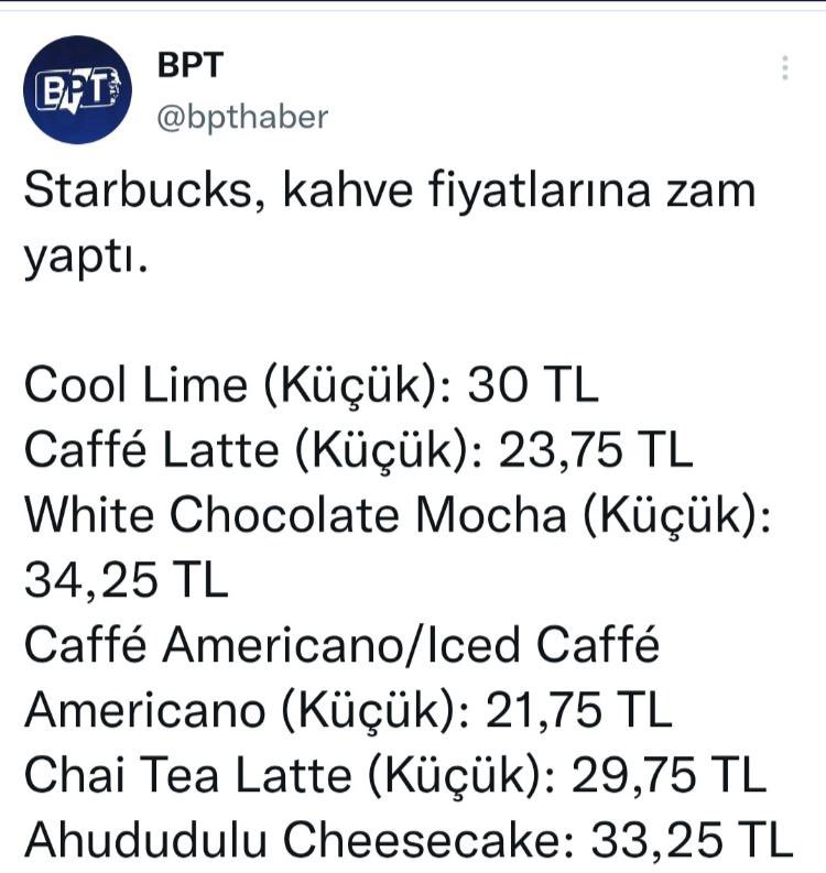Hiç Starbucks’ta kahve içmeyen biri olarak bu fiyatlar Sizce Pahalımı Ben Anlamıyorum. White chocolate mocha güzel ama 😋 https://t.co/RT8xETYugi