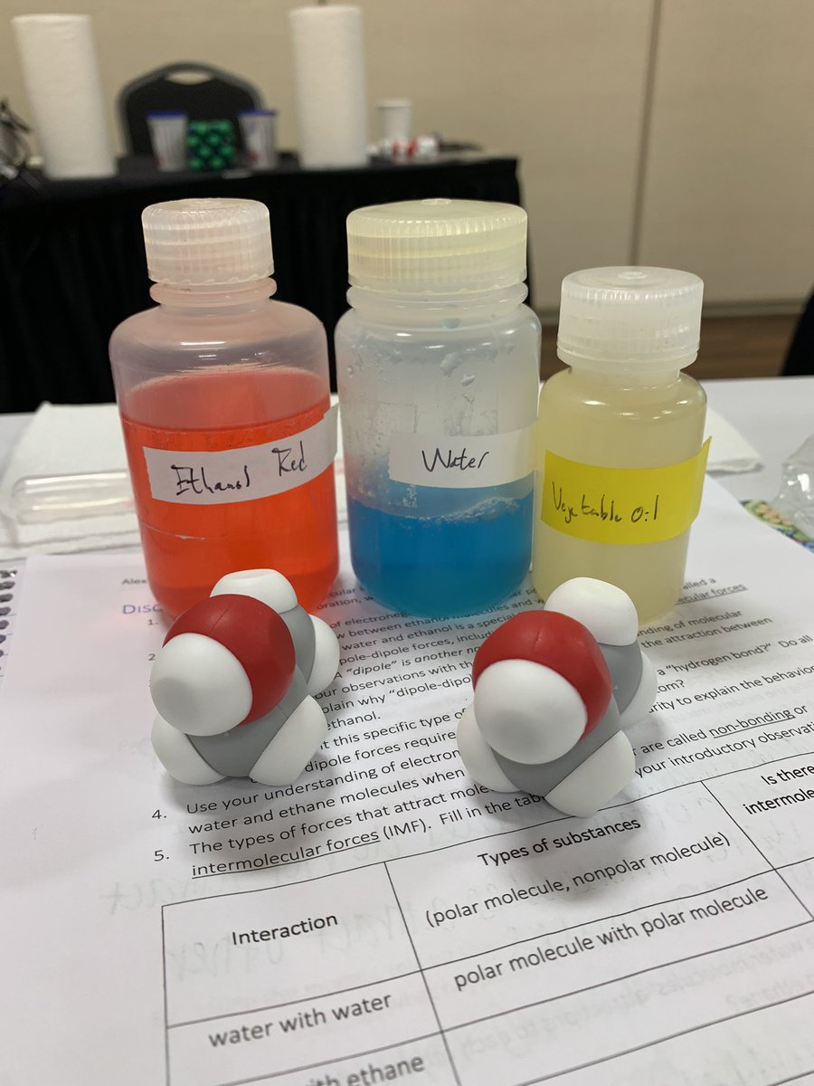 MrsMMurph's tweet photo. Exploring molecular interactions with models and common household items at WSST this morning. Big thanks to MSOE’s Anne-Marie Nickel for the great lab activity! #wsst #sciencelearning #handsonlearning https://t.co/Q6elku6mgy