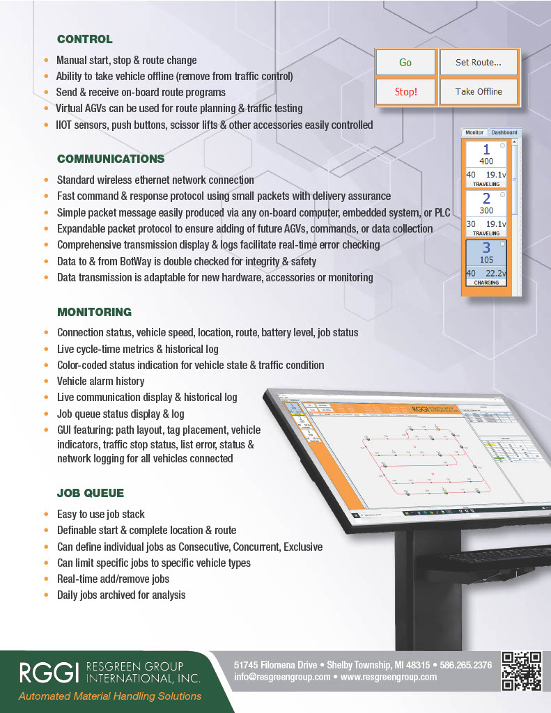ResGreenGroup's tweet photo. $RGGI's signature #BotWay™ traffic control & monitoring software application provides a versatile, light-weight solution that works with a wide range of operating systems.
Providing competitive & innovative solutions in the #automation industry.
#ResGreenGroup #BotWay™ https://t.co/w0TcxSCFxA